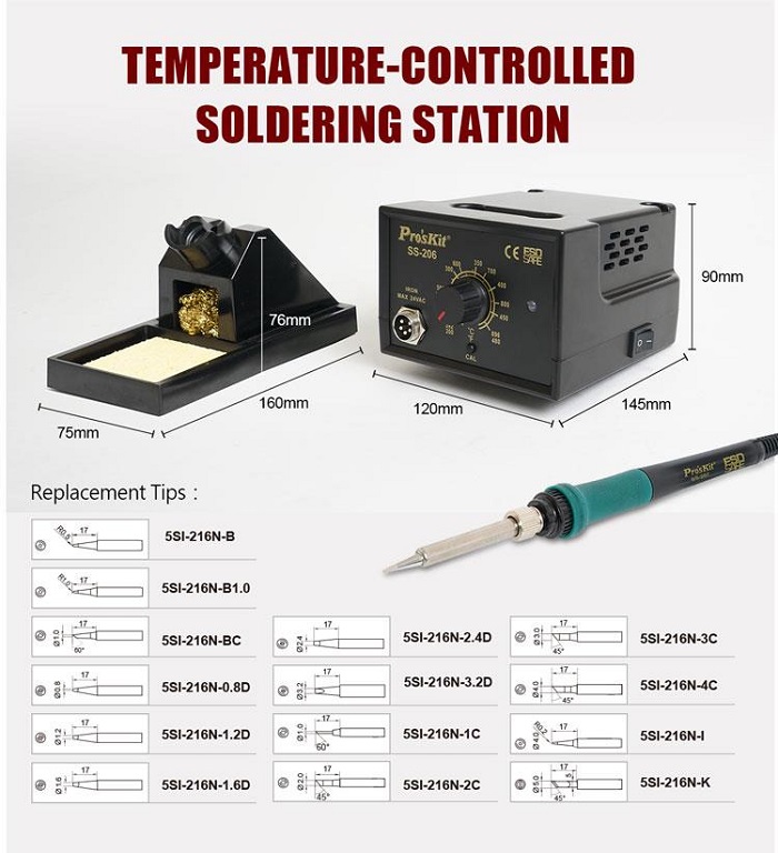 Pro'sKit SS206B TemperatureControlled Soldering Station with 5SI216N
